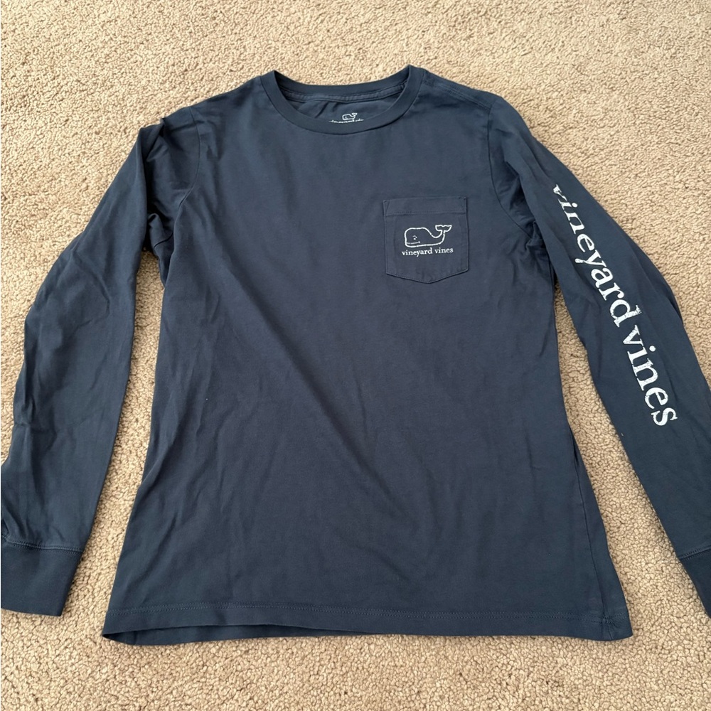 Vineyard Vines Blue Long Sleeve Tee Soft Cotton Casual